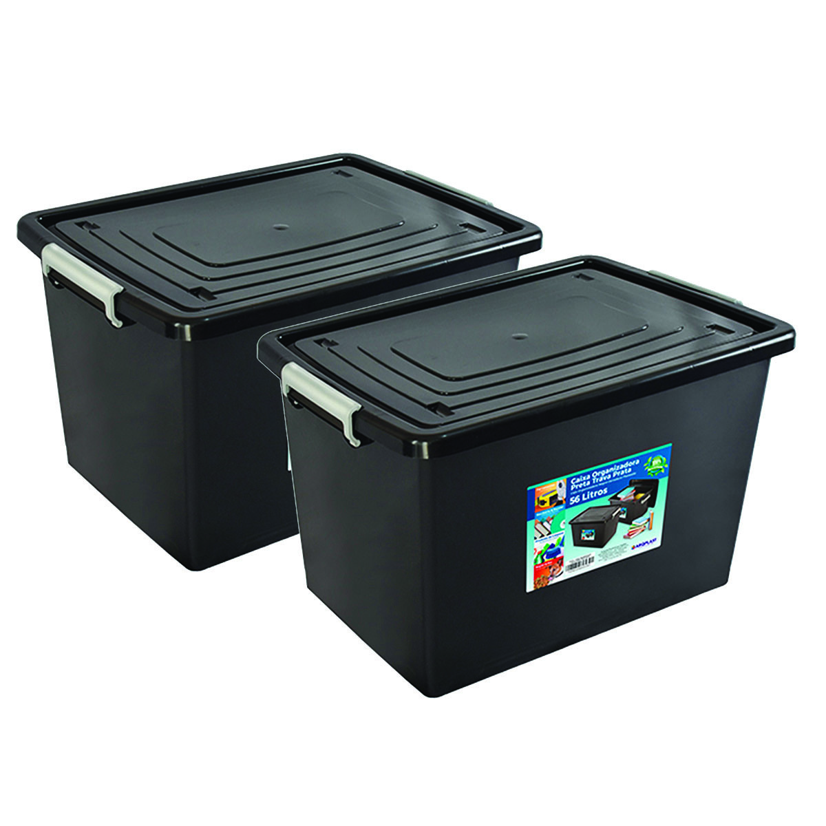 Set x2 caja organizadora 56 lts - NEGRO 