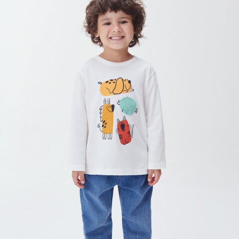 CAMISETA ML MASC BEGE CLARO