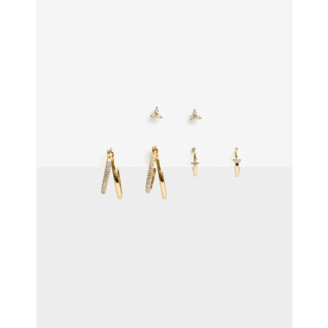 Set De Aros Cubic Zirconia Dorado