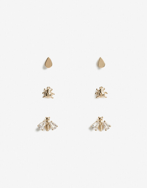 Aros Sets Strass Set De Aros Pasantes De Charms Con Cubic - Dorado