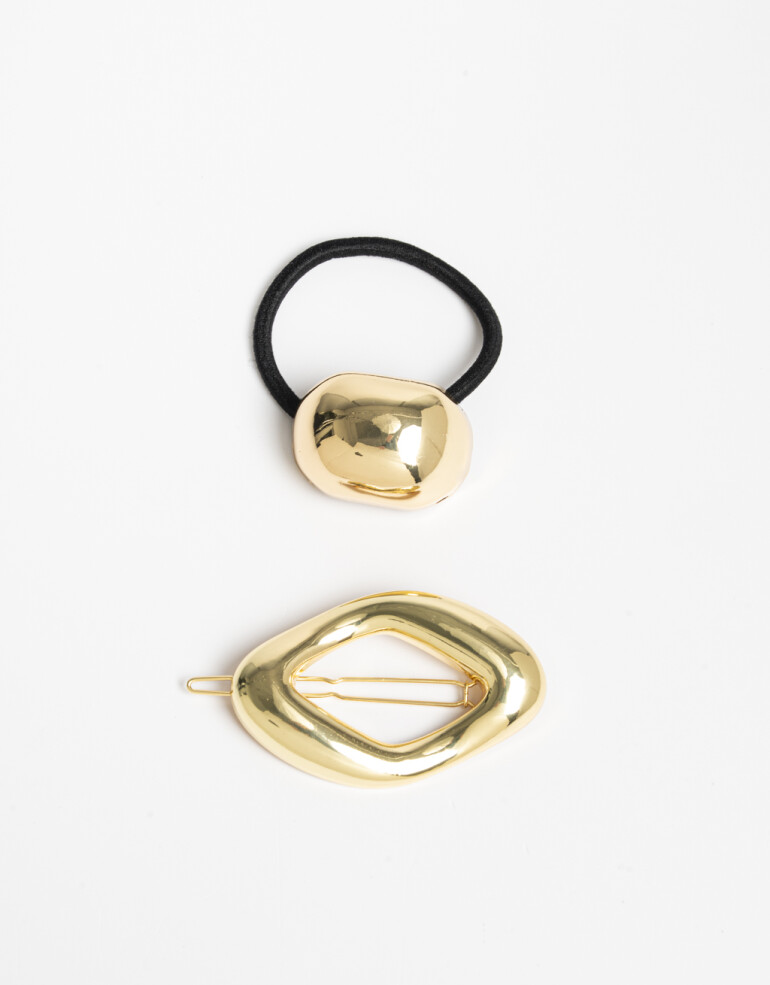 Accesorios Pelo Set Varios Set De Pony Cuff Y Hebilla Francesa De Metal. - Dorado