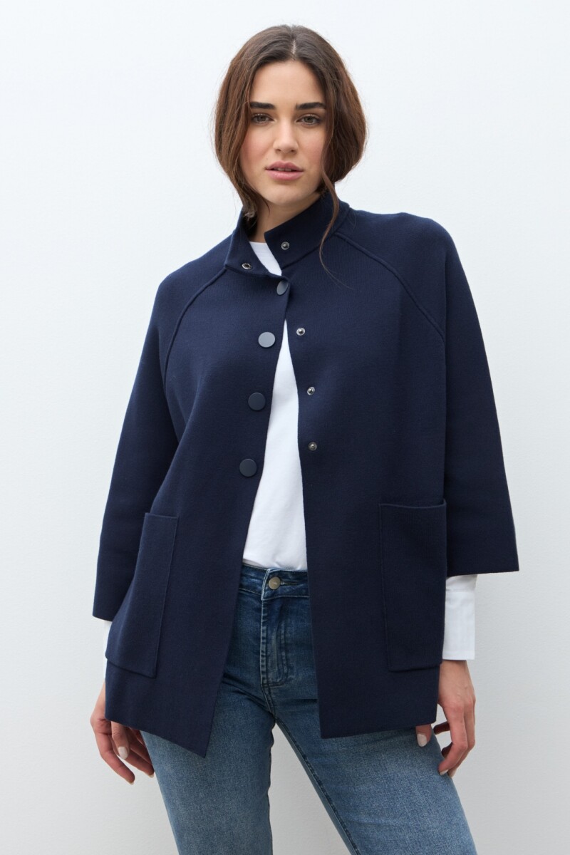 Chaqueta tejida con bolsillos azul marino