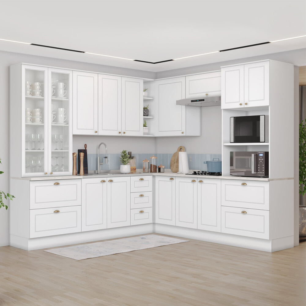 AÉREO ESQUINERO ALACENA CON NICHOS - LINEA AMERICANA BLANCO