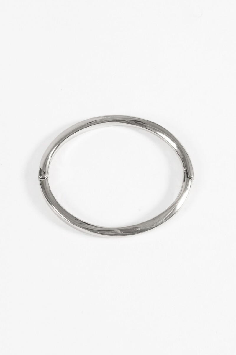 Pulsera rígida ajustable acero plateado