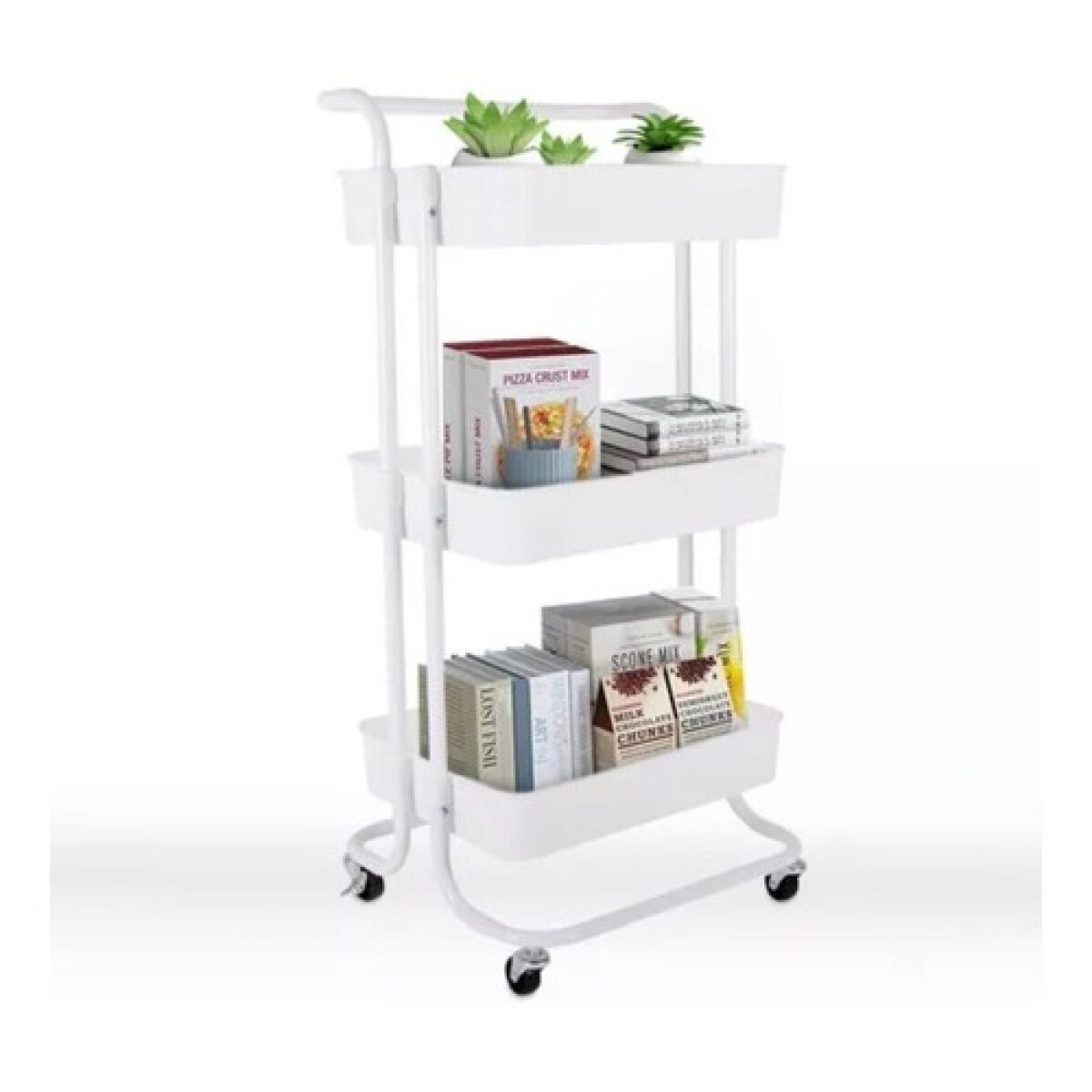 Carrito Organizador 3 Niveles Multiuso con Ruedas - Blanco 