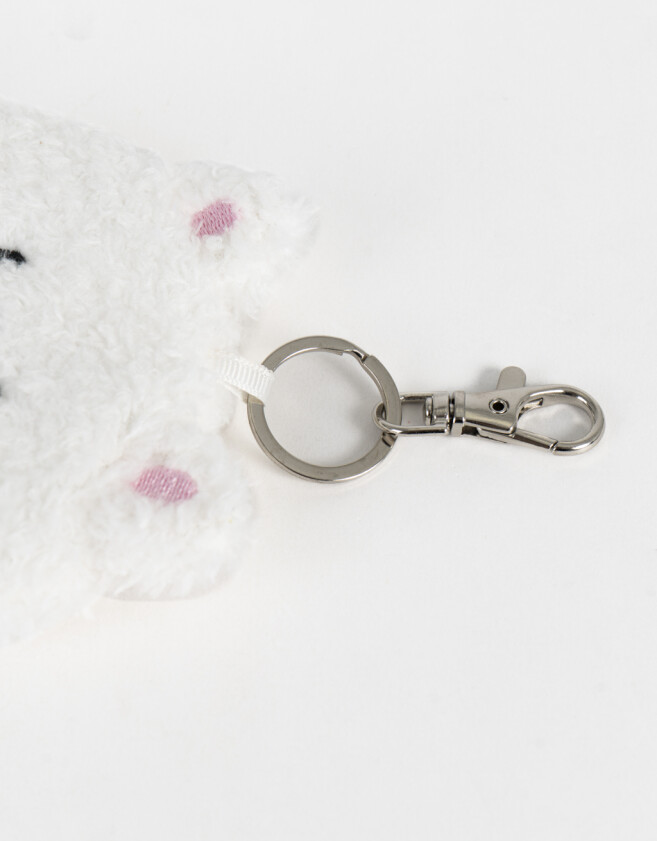 Llavero Peluche Porta Tarjeta De Peluche De Gatito - Blanco