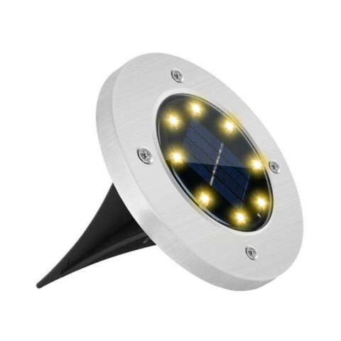 Foco Luz Solar Para Jardín Piso Embutir A Batería 8 Led A Variante Color Luz Cálida