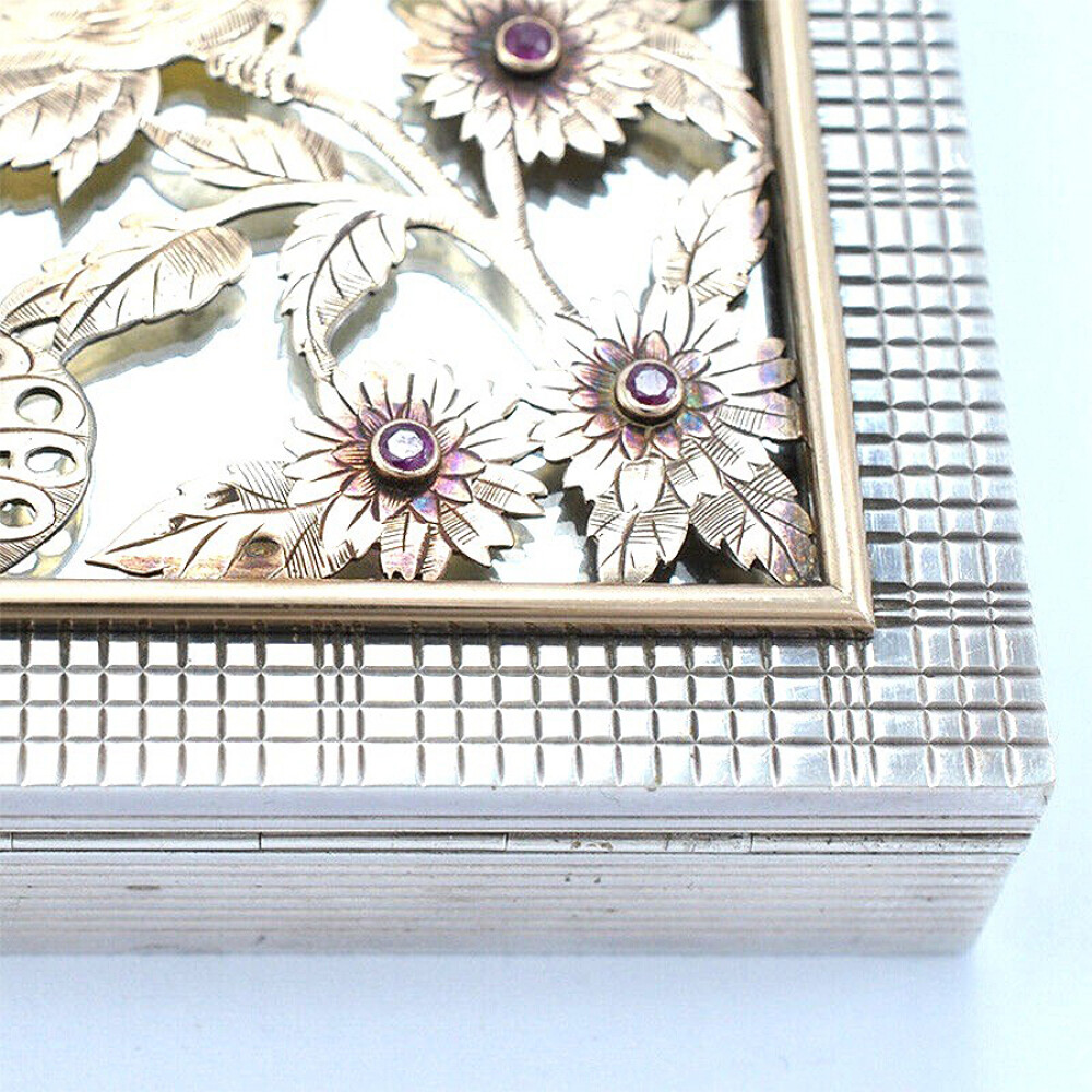Caja Cartera Estuche De Belleza Cosmetica Boucheron Paris De Plata, Oro Y Rubies. Art Deco. Hermosa!! Caja Cartera Estuche De Belleza Cosmetica Boucheron Paris De Plata, Oro Y Rubies. Art Deco. Hermosa!!