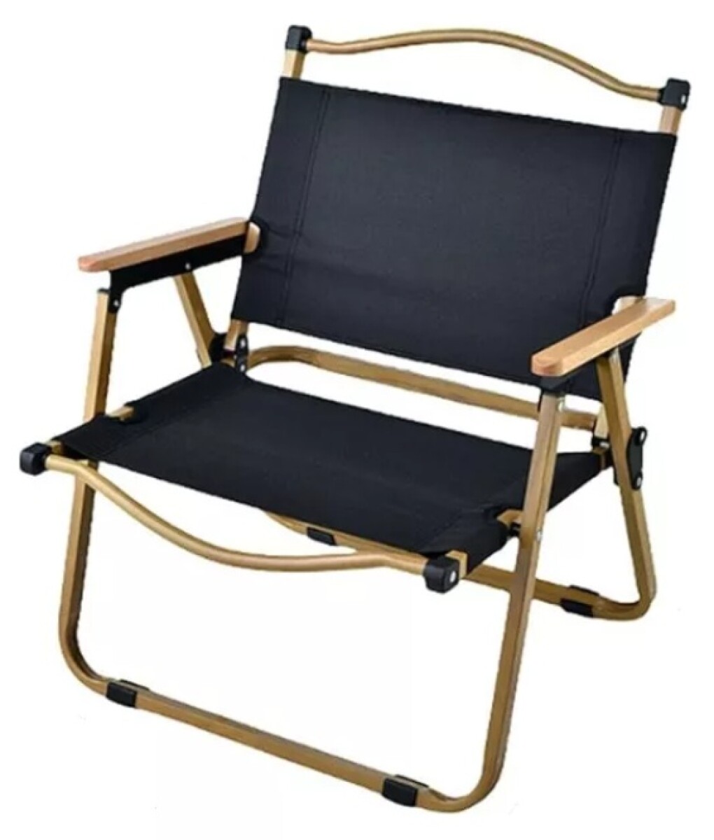 Silla plegable para campamento símil madera Grande - Negro 