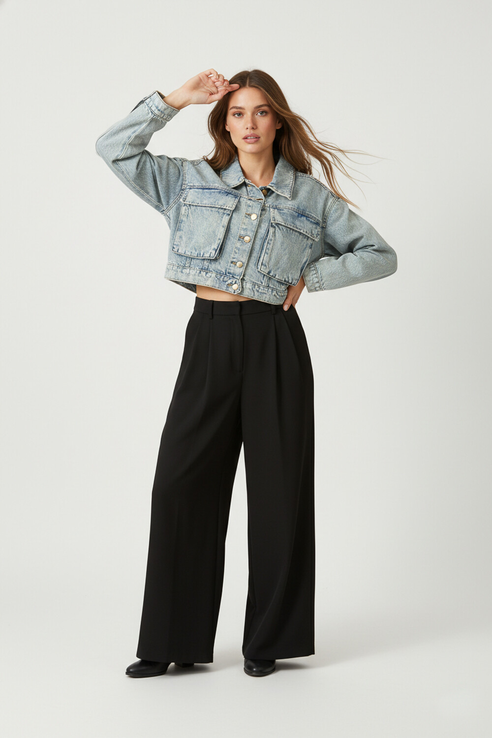 Campera Diona Celeste Grisaceo