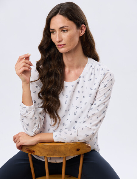 BLUSA CLASICA Hojas Azul