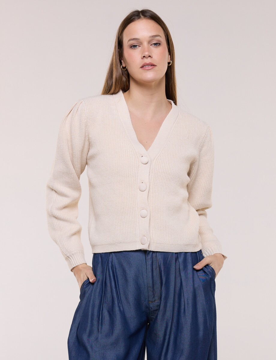 Cardigan Botones Forrados - Beige 