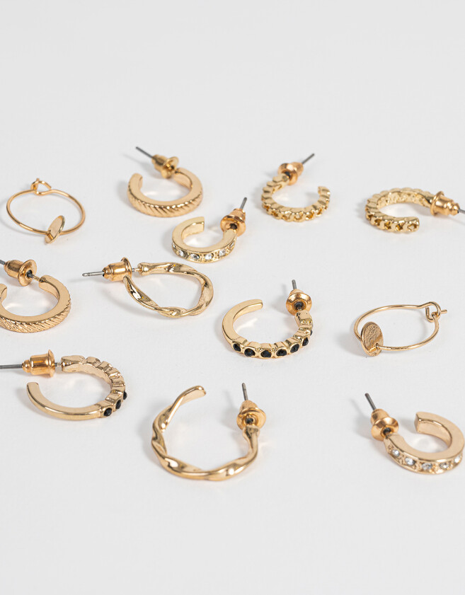 Aros Argollas Set Strass Set De Argollas - Dorado