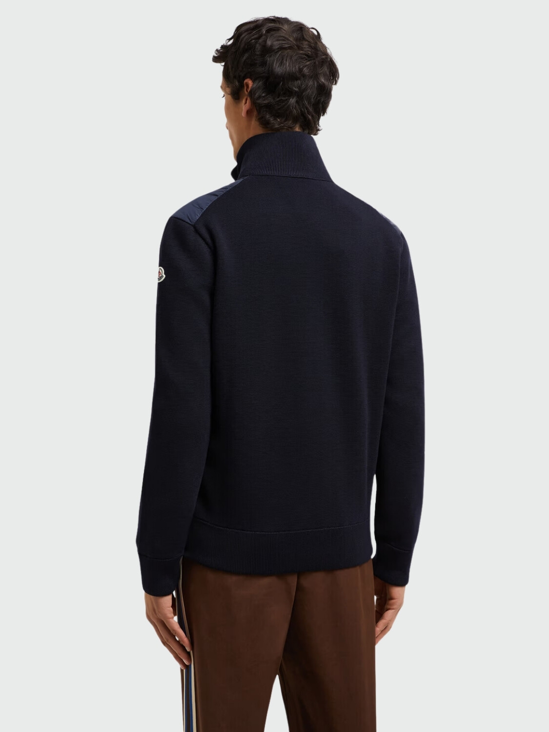 Moncler - Cárdigan de lana con relleno de plumas Azul