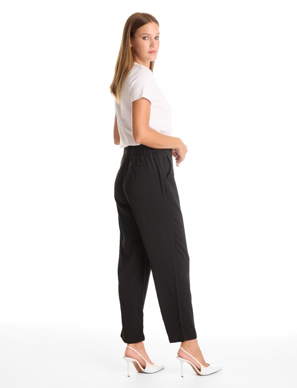 Pantalon Relaxed Fit & Cintura Elástica Posterior NEGRO