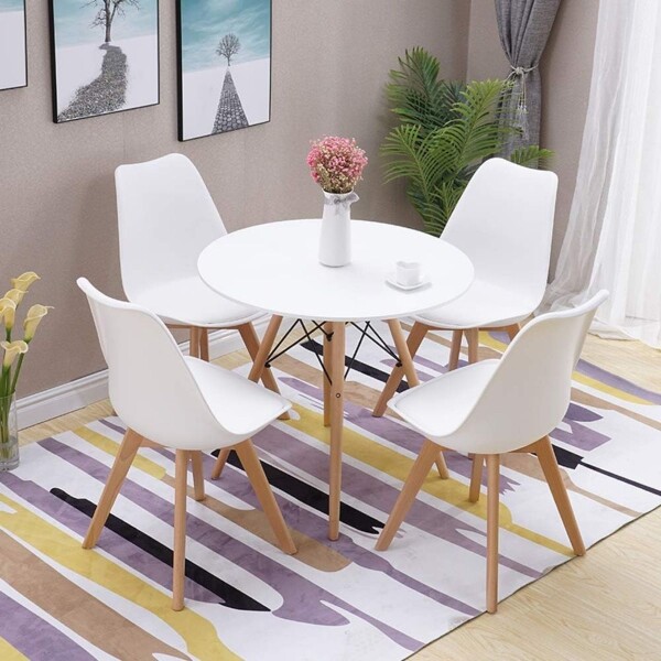 Set de 4 Silla De Comedor Eames Nordica De Madera Nueva Asiento Acolchado Imback Color Blanco Set de 4 Silla De Comedor Eames Nordica De Madera Nueva Asiento Acolchado Imback Color Blanco