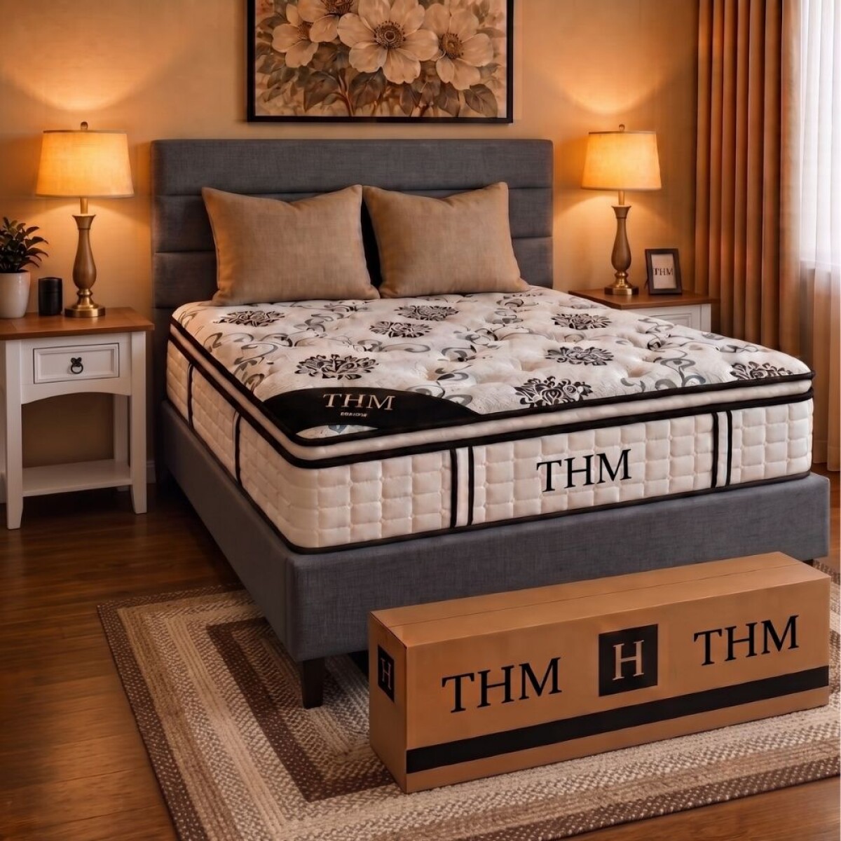 Sommier Plaza Y Media HAMPTONS Hybrid Bronze - Gris 