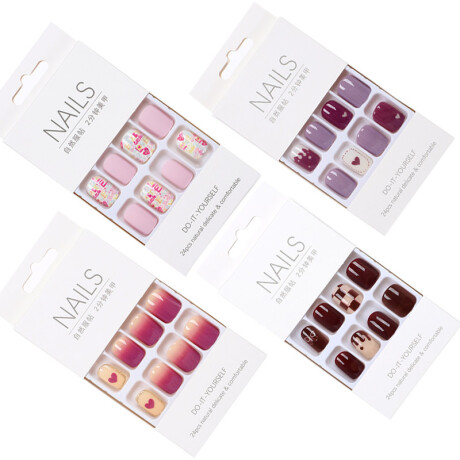 Set De Uñas Postizas Rousi Punta Cuadrada Violeta