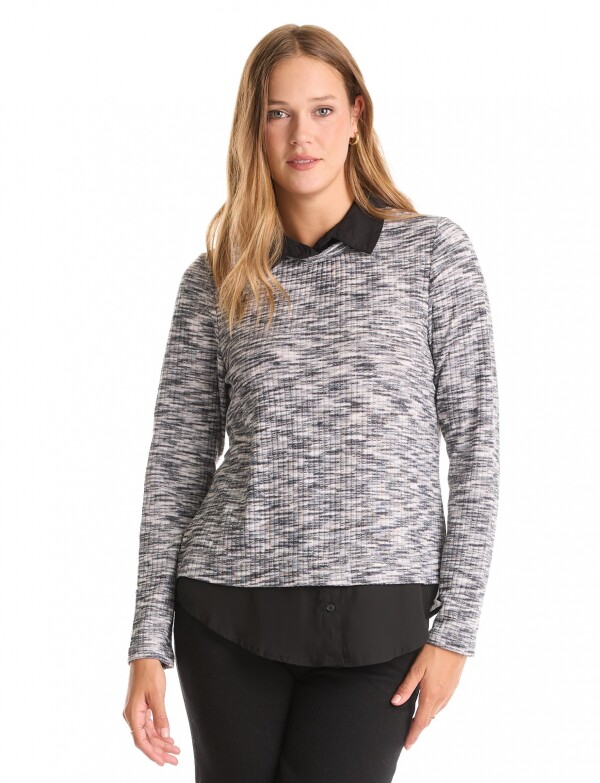 Buzo Melange & Camisa NEGRO/GRIS