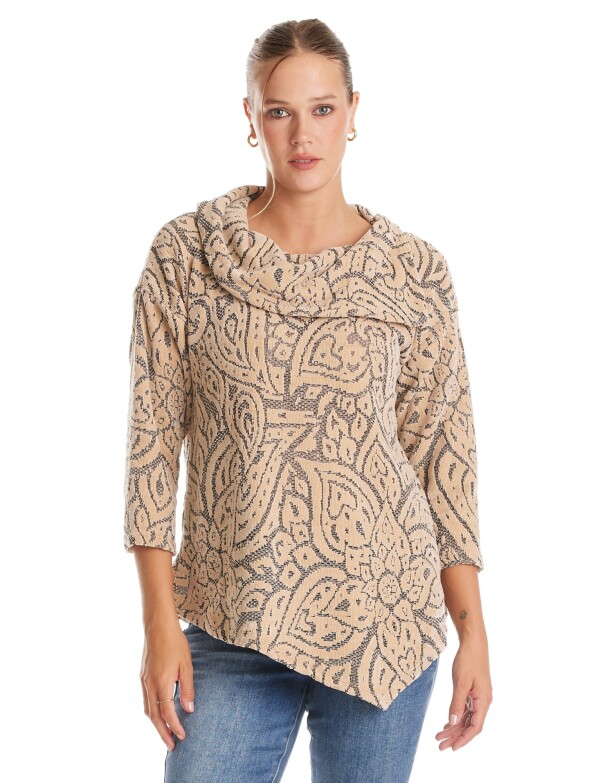 Buzo Labrado Flores BEIGE/MULTI