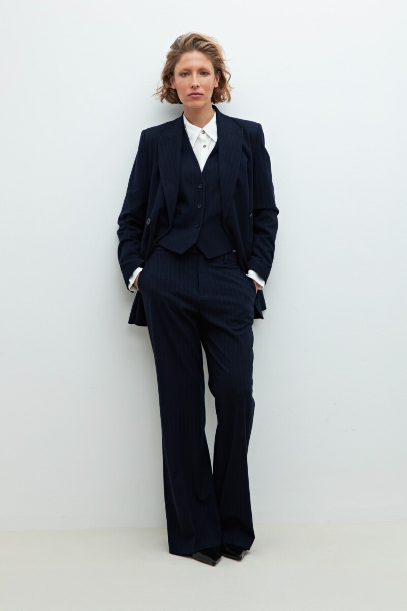 Blazer rayado doble abotonadura azul marino