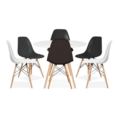 Juego de comedor Con Mesa Circular de 120cm + 6 sillas Eames Blanco