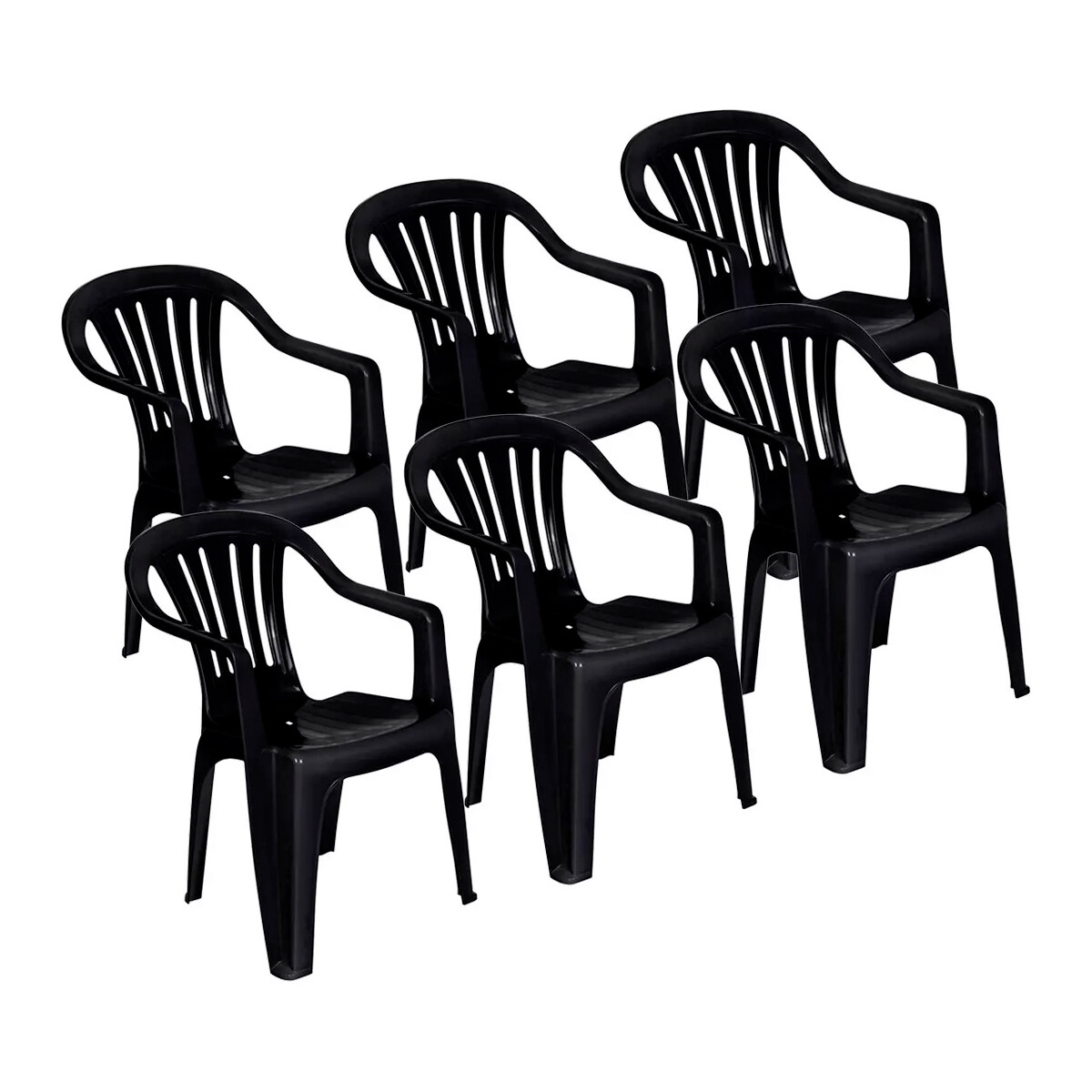 Set x6 Sillas Bela Vista con apoya brazos - NEGRO 