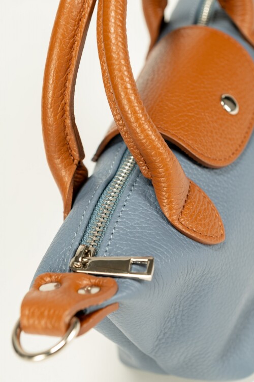 Cartera de cuero Mini Celeste