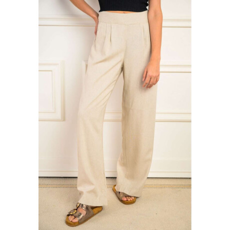 Pantalon Pinzado Lino Beige