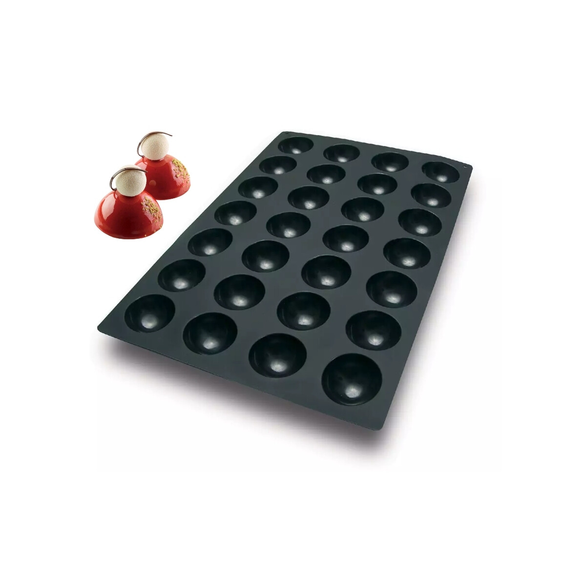 Molde semiesfera, 28 cavidades. De silicona 600 x 400 mm Silikomart 