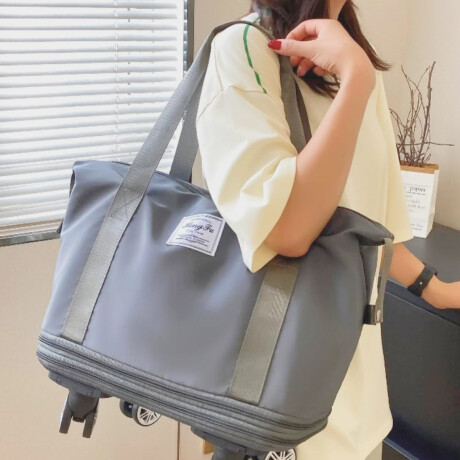 Bolsa Plegable Con Rueditas Para Viaje Gris