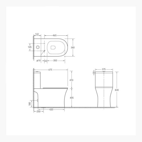 Juego De Inodoro Con Tapa Cierre Suave Y Mochila GRIS