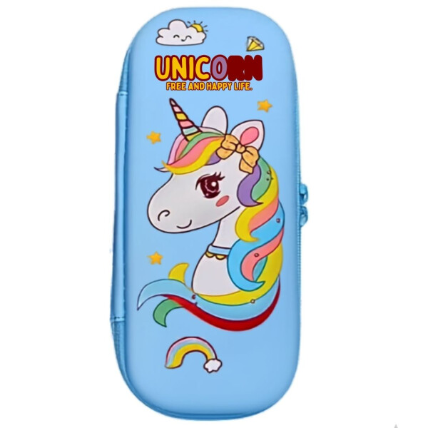 Cartuchera 3d Resistente Estampada 1 Piso Niña UNICORNIO CELESTE