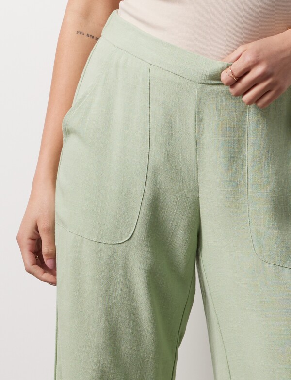 Pantalon Lino Pull On VERDE