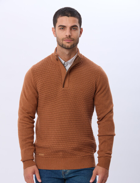 BUZO TEJIDO TEXTURADO TERRACOTA