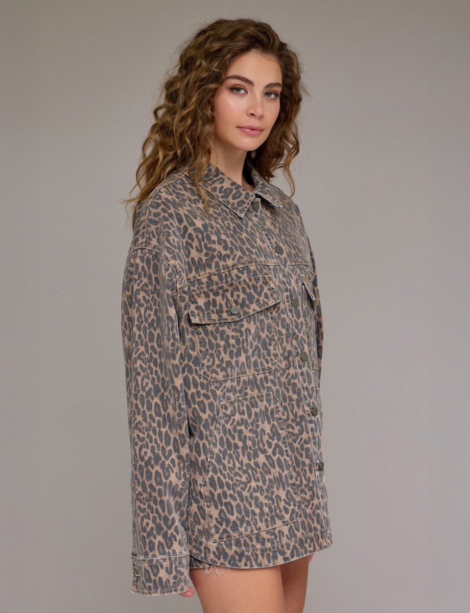 Chaqueta Oversize Animal Print - Beige/multi 