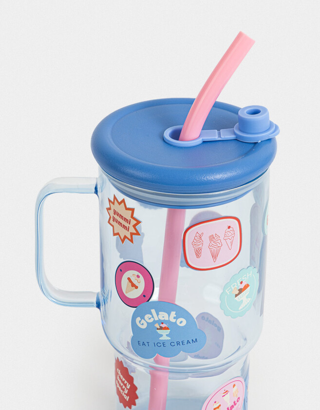 Artículos cocina Vaso De Vidrio Con Stickers - Combinacion Multicolor