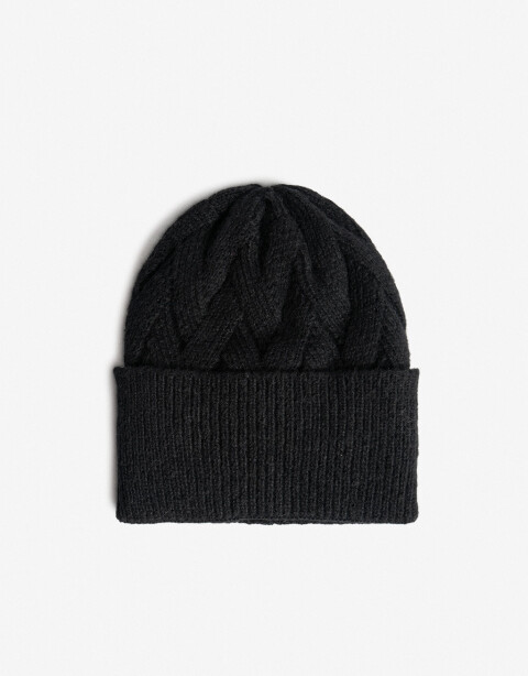 Gorro Punto Liso Gorro Tejido Con Punto Tejido Tipo Espigado - Negro