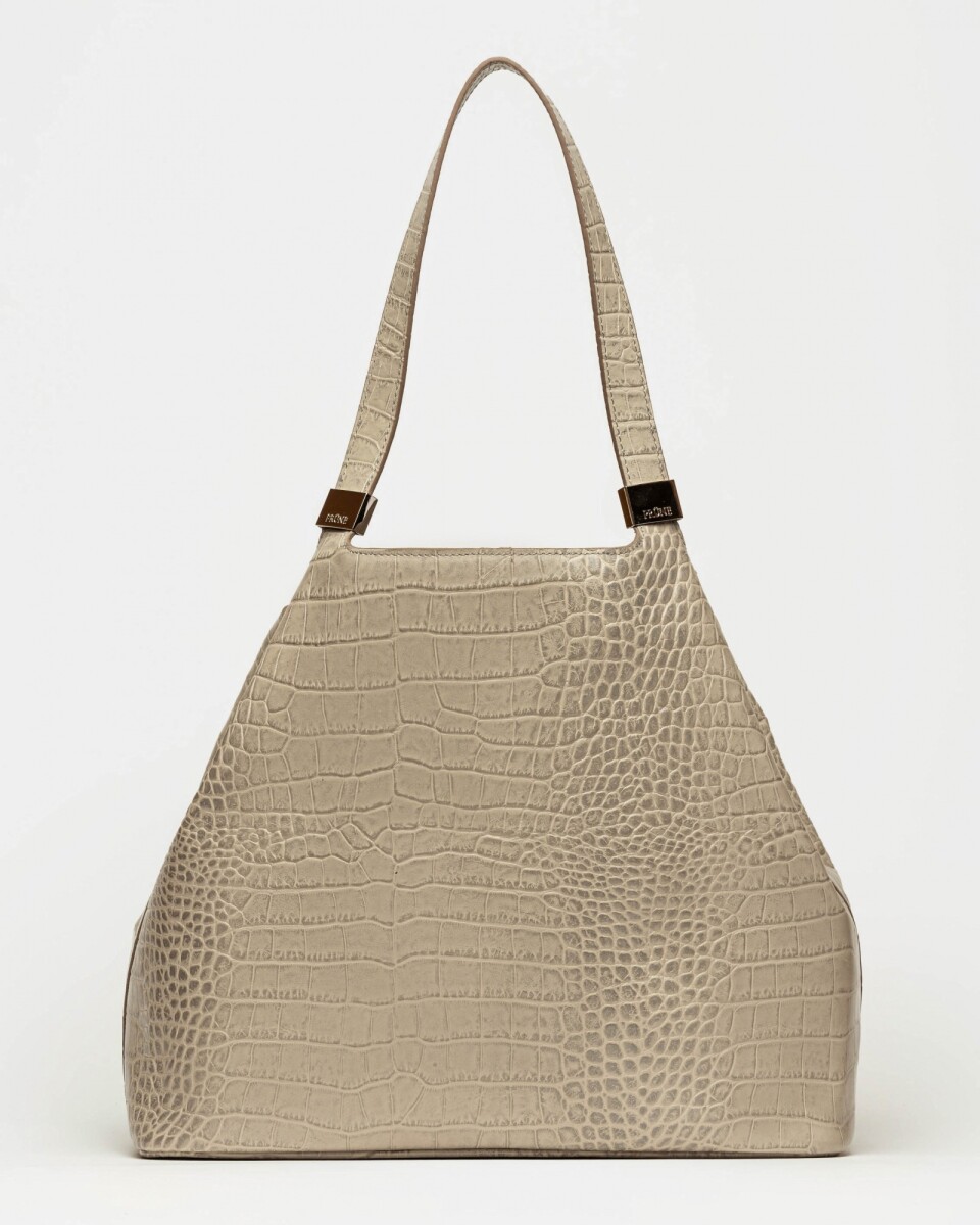 Bolso Eterial en cuero croco shine - Taupe 