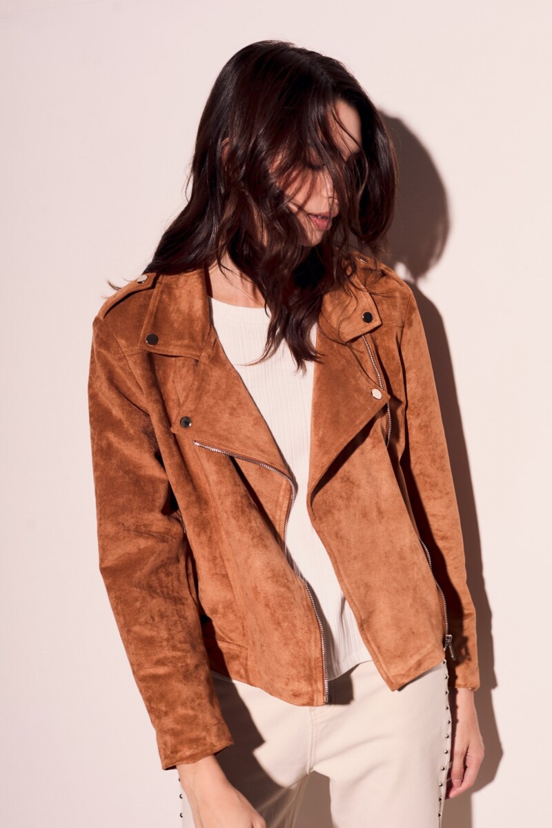 Campera Gamuza Cuero Vegano Camel