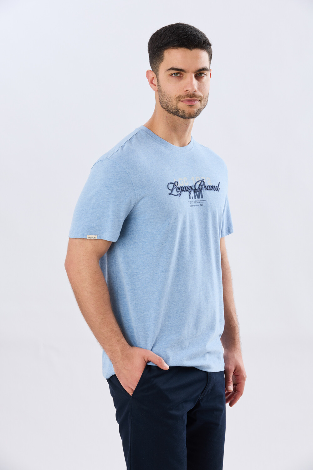 REMERA ESTAMPADA DE ALGODÓN Celeste