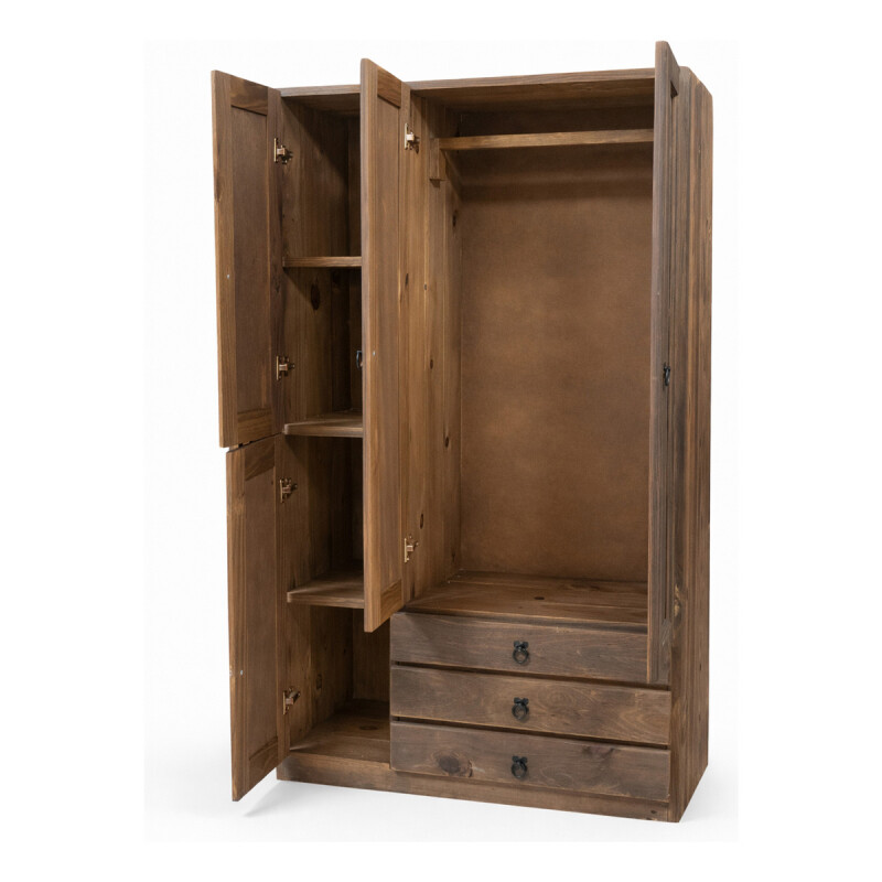 Ropero Madera Maciza 4 Puertas 3 Cajones Lustrado Nogal Ropero Madera Maciza 4 Puertas 3 Cajones Lustrado Nogal