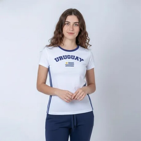 CAMISETA DAMA BANDERA UY BLANCO CE-DABANUY-01 TALLE L BLANCO