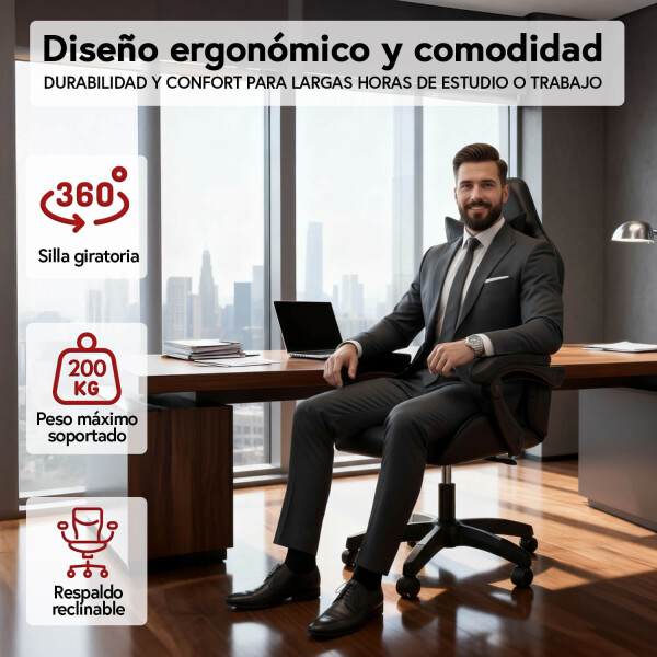 Silla Gamer Ergonomica Escritorio Reclinable Soporta 200kg Imback Negro Silla Gamer Ergonomica Escritorio Reclinable Soporta 200kg Imback Negro