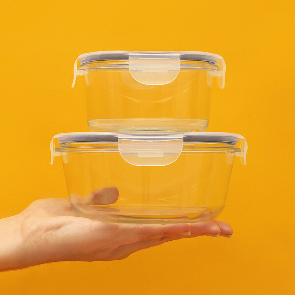 POTE VIDRIO REDONDO 0,42 LT HERMETICO TRANSPARENTE