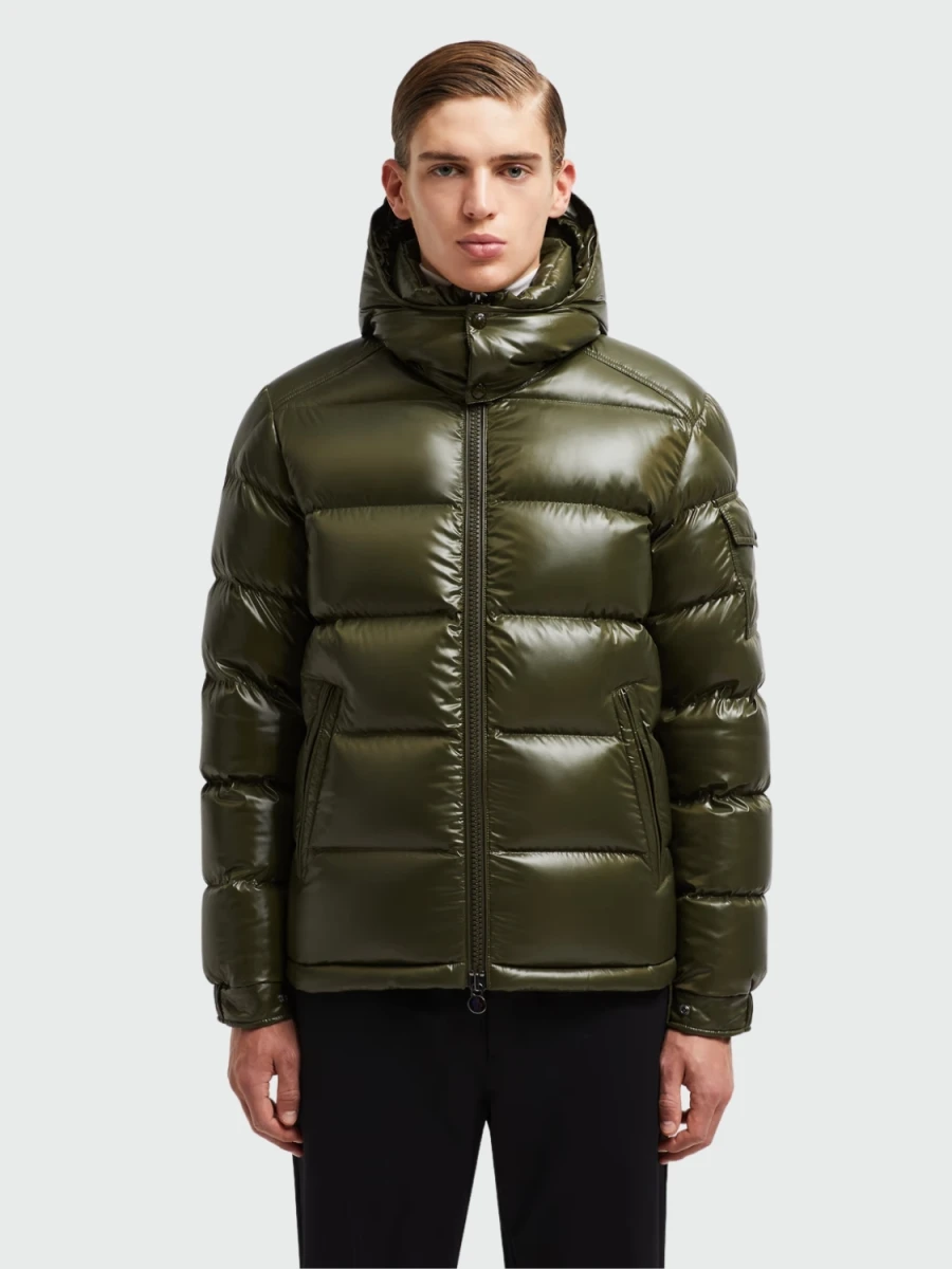 Moncler - Campera rellena de plumas con capucha desmontable, Maya - Verde 