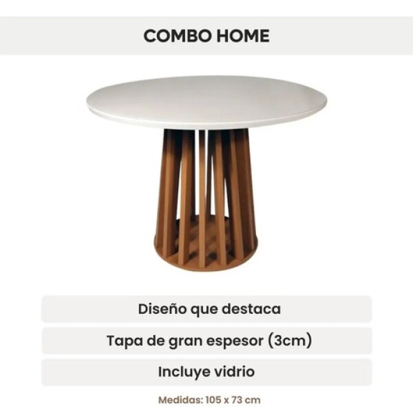 Mesa ComboHome Jade Rectangular Laqueada 120x80 cm Comedor Blanco 1