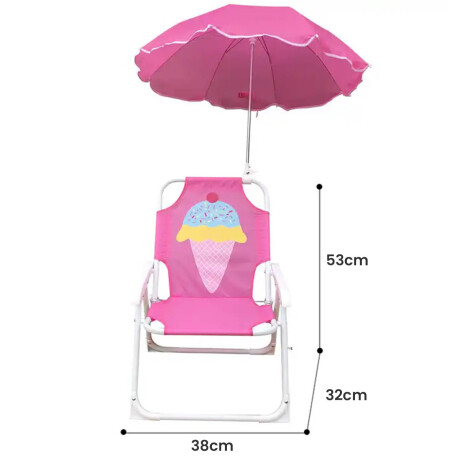 Silla Infantil Reposera Plegable Playa Con Sombrilla Rosa