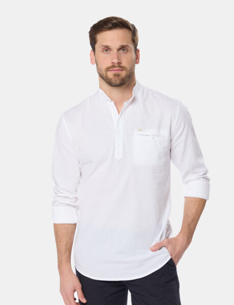 CAMISA DE LINO CUELLO MAO Blanco