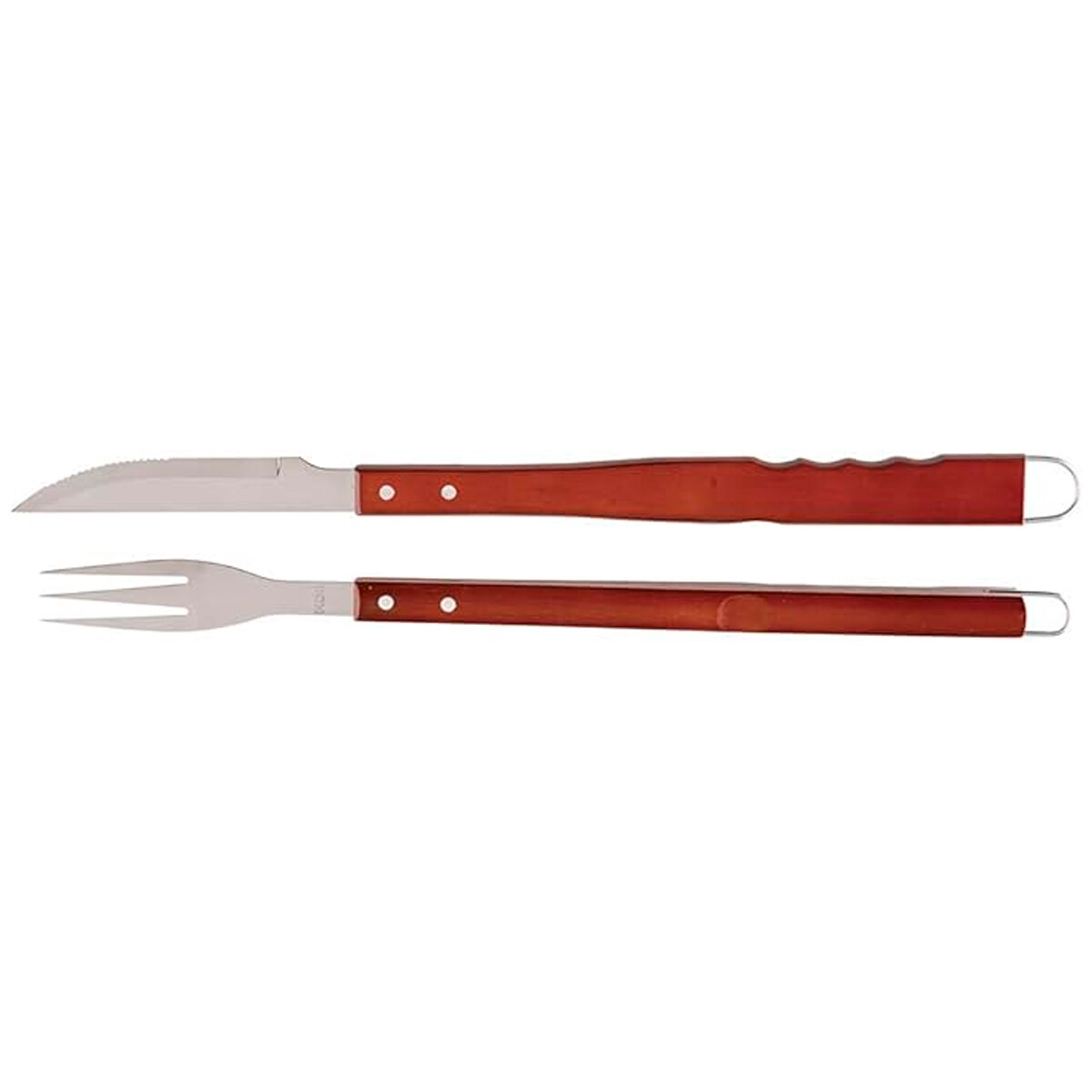 Set asador 2 piezas: Cuchillo y tenedor - G mango madera - MADERA 